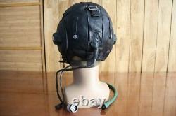 Cold war, Early Mig-15 Pilot Winter Leather Flight Helmet, Oxygen Mask