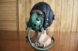 Cold war, Early Mig-15 Pilot Winter Leather Flight Helmet, Oxygen Mask