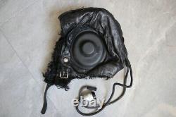 Cold war, Early Mig-15 Pilot Winter Leather Flight Helmet, Oxygen Mask