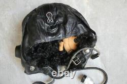 Cold war, Early Mig-15 Pilot Winter Leather Flight Helmet, Oxygen Mask