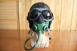 Cold war, Early Mig-15 Pilot Winter Leather Flight Helmet, Oxygen Mask, Goggles