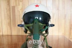 Early Fighter Pilot Flying Helmet, Black sunvisor, Oxygen Mask