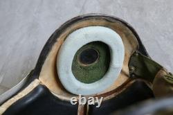 Early Fighter Pilot Flying Helmet, Black sunvisor, Oxygen Mask Ym6505