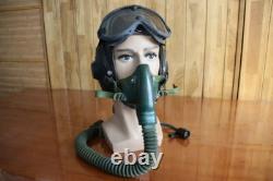 Early MiG Pilot Leather Helmet, Goggles, Oxygen Mask Ym-6502
