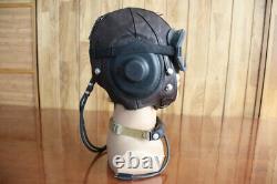 Early chinese MiG-15 Pilot Leather Flight Helmet, throat Microphone, goggles