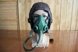 Early chinese Pilot Winter Leather Flight Helmet, oxygen mask