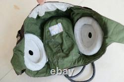 Early mig fighter pilot leather flight helmet, oxygen mask, goggless