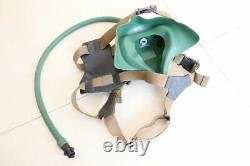 Early mig fighter pilot leather flight helmet, oxygen mask, goggless