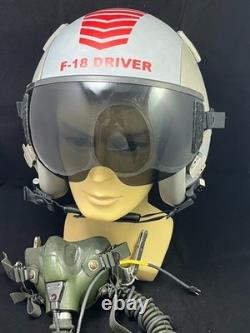 F-18 Hornet Pilot Flight Helmet Hgu-55 With Mbu-12 Gentex Oxygen Mask