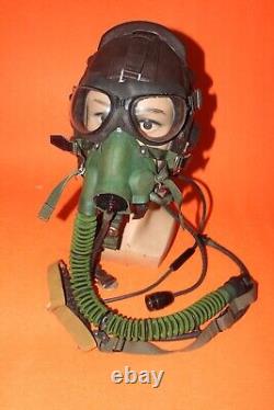 Flight Helmet Air Force Mig-15 Fighter Pilot Leather Oxygen Mask Goggles