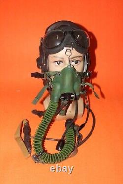 Flight Helmet Air Force Mig-15 Fighter Pilot Leather Oxygen Mask Goggles