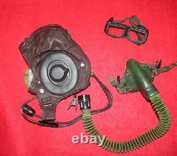 Flight Helmet Air Force Mig-15 Fighter Pilot Leather Oxygen Mask Goggles