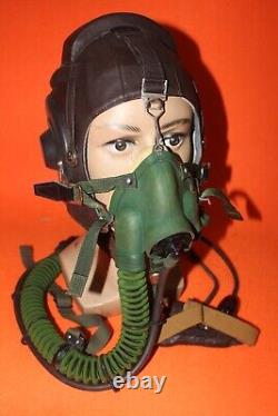 Flight Helmet Air Force Mig-15 Fighter Pilot Leather Oxygen Mask Goggles