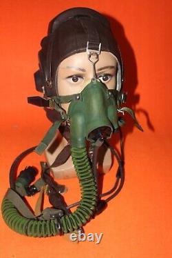 Flight Helmet Air Force Mig-15 Fighter Pilot Leather Oxygen Mask Goggles