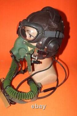 Flight Helmet Air Force Mig-15 Fighter Pilot Leather Oxygen Mask Goggles