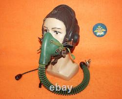 Flight Helmet Fighter Pilot Flight Leather Helmet 57# Oxygen Mask
