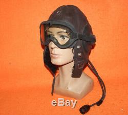 Flight Helmet Fighter Pilot Flight Leather Helmet Goggles