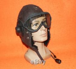 Flight Helmet Fighter Pilot Flight Leather Helmet Goggles