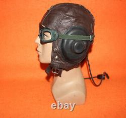 Flight Helmet Fighter Pilot Flight Leather Helmet Goggles 57#