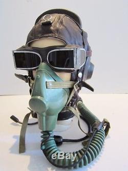 Flight Helmet Fighter Pilot Flight Leather Helmet Oxygen Mask Goggles