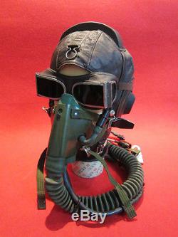 Flight Helmet Fighter Pilot Flight Leather Helmet Oxygen Mask Goggles 010278