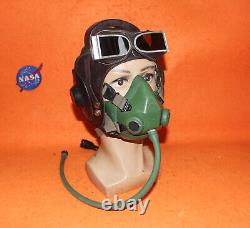 Flight Helmet Fighter Pilot Flight Leather Helmet Oxygen Mask Goggles 0211