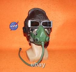 Flight Helmet Fighter Pilot Flight Leather Helmet Oxygen Mask Goggles 0211