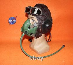 Flight Helmet Fighter Pilot Flight Leather Helmet Oxygen Mask Goggles 0211