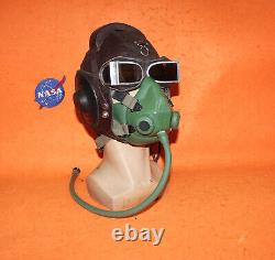 Flight Helmet Fighter Pilot Flight Leather Helmet Oxygen Mask Goggles 0211