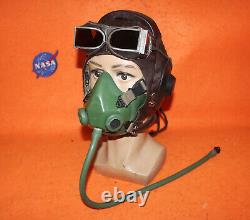 Flight Helmet Fighter Pilot Flight Leather Helmet Oxygen Mask Goggles 0211