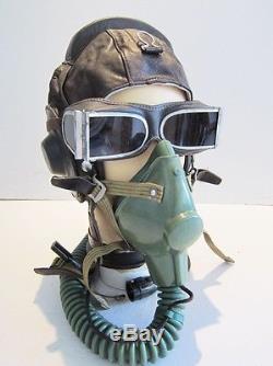 Flight Helmet Fighter Pilot Flight Leather Helmet Oxygen Mask Goggles