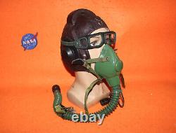 Flight Helmet Fighter Pilot Flight Leather Helmet Oxygen Mask Goggles 1# 128