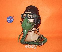 Flight Helmet Fighter Pilot Flight Leather Helmet Oxygen Mask Goggles 2#