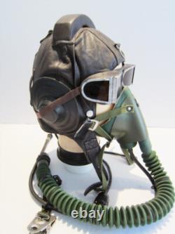 Flight Helmet Fighter Pilot Flight Leather Helmet Oxygen Mask Goggles 2#