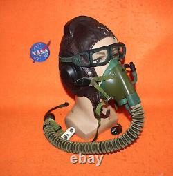 Flight Helmet Fighter Pilot Flight Leather Helmet Oxygen Mask Goggles 2#2#