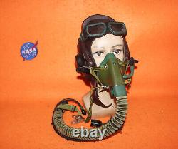 Flight Helmet Fighter Pilot Flight Leather Helmet Oxygen Mask Goggles 2023