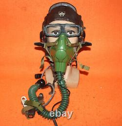 Flight Helmet Fighter Pilot Flight Leather Helmet Oxygen Mask Goggles 57# 2022