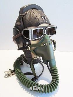 Flight Helmet Fighter Pilot Flight Leather Helmet Oxygen Mask Goggles NEW 1# 1#