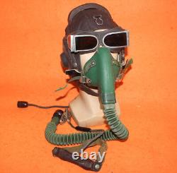 Flight Helmet Fighter Pilot Flight Leather Helmet Oxygen Mask Goggles T# 0617