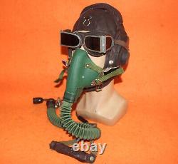 Flight Helmet Fighter Pilot Flight Leather Helmet Oxygen Mask Goggles T# 0617
