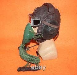 Flight Helmet Fighter Pilot Flight Leather Helmet Oxygen Mask Goggles T# 0617
