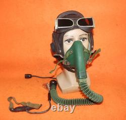 Flight Helmet Fighter Pilot Flight Leather Helmet Oxygen Mask Goggles T# 0617