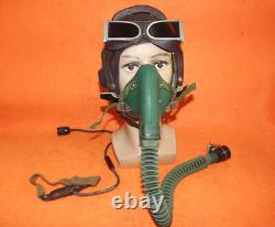Flight Helmet Fighter Pilot Flight Leather Helmet Oxygen Mask Goggles T# 0617