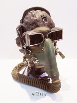 Flight Helmet Fighter Pilot Flight Leather Helmet Oxygen Mask YM-6502 Goggles