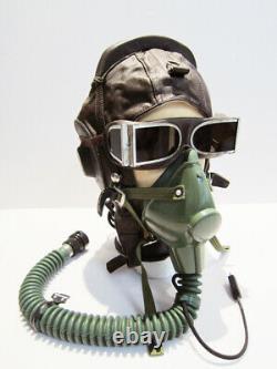 Flight Helmet Fighter Pilot Mesh Leather Helmet Oxygen Mask Goggles 2121