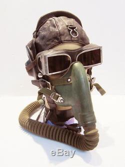 Flight Helmet winter Fighter Pilot Flight Leather Helmet Oxygen Mask Goggles 020