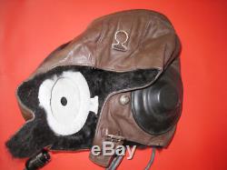 Flight Helmet winter Fighter Pilot Flight Leather Helmet Oxygen Mask Goggles 022