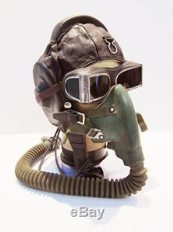 Flight Helmet winter Fighter Pilot Flight Leather Helmet Oxygen Mask Goggles 022