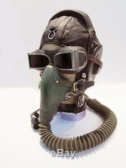Flight Helmet winter Fighter Pilot Flight Leather Helmet Oxygen Mask Goggles 029