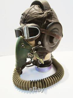 Flight Helmet winter Fighter Pilot Flight Leather Helmet Oxygen Mask Goggles 029